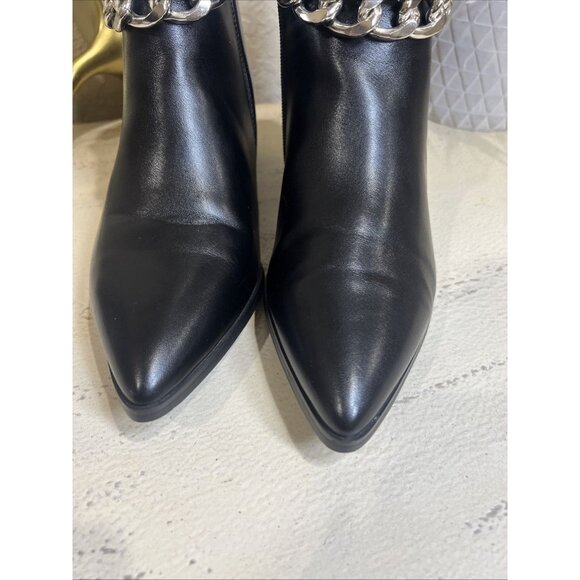 Torgeis Iona Boot Sz 7 Black Pointy Silver Chain Ankle Boots Women’s - Picture 2 of 12